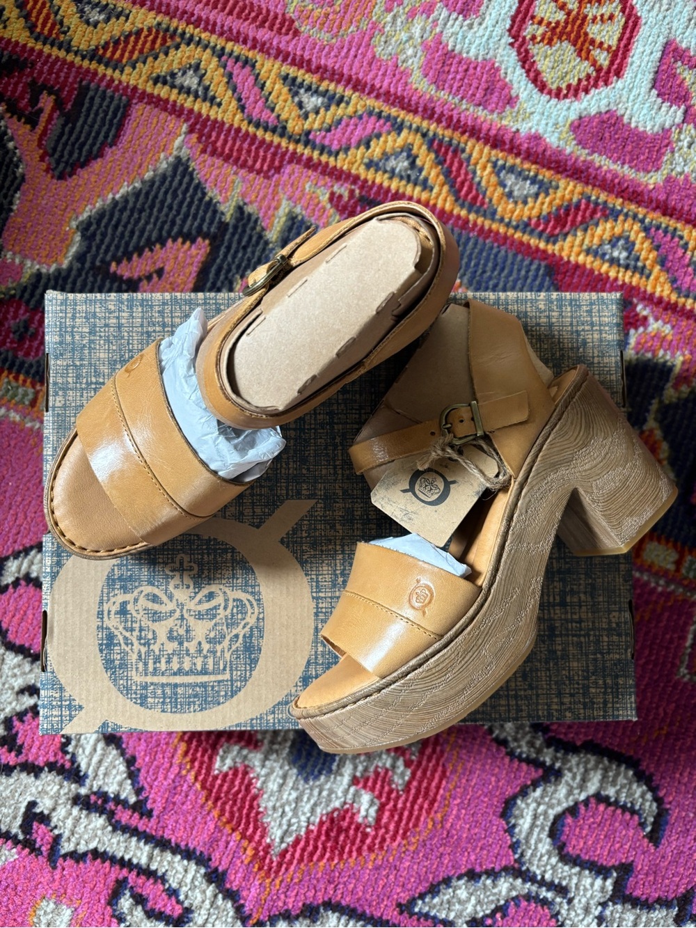 Tan Leather Platform Sandals - Women